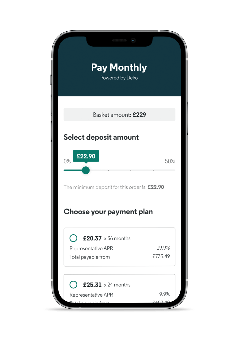 pay monthly product example journey